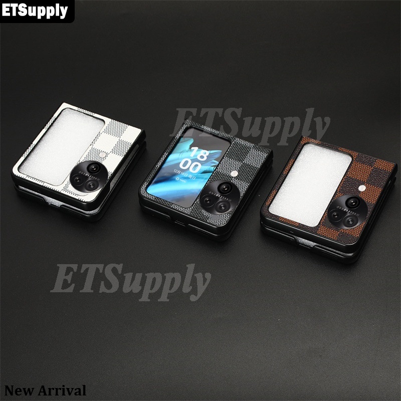 Phone Case OPPO Find N2 N3 Flip Cellphone Back Cover Checkered Design Fall Prevention Cases Casing H
