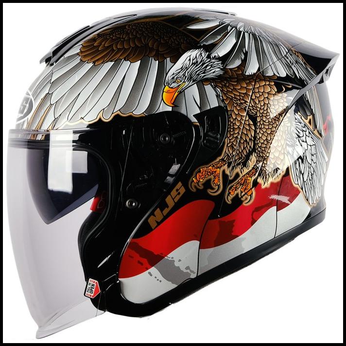 Njs Kairoz Dv Garuda Hitam Gloss - Helm Half Face