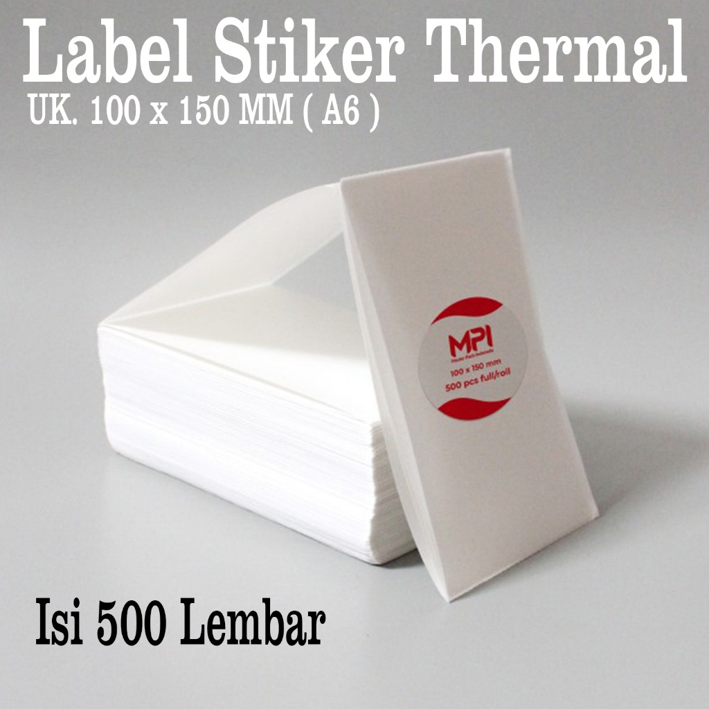 

Label Stiker Thermal ( A6 ) 100 x 150 mm / Kertas Print Thermal Lipat / Kertas Label Barcode MPI 10 x 15 cm - Isi 500 lembar