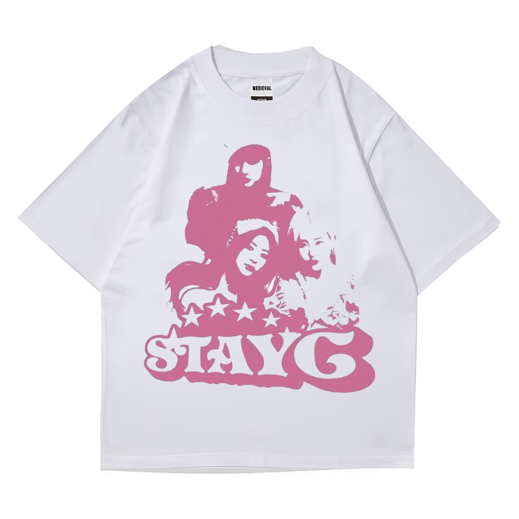 KAOS BAJU STAYC Y2K GRUNGE | T-SHIRT WHITE VINTAGE OVERSIZE BOOTLEG | RAP TEE RAPPER | KPOP KOREA | 