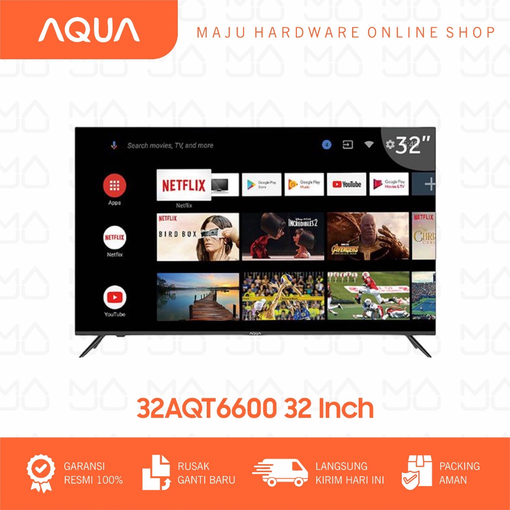 TV ANDROID AQUA JAPAN LED SMART TV 32AQT6600 32 INCH USB Movie HDMI HD