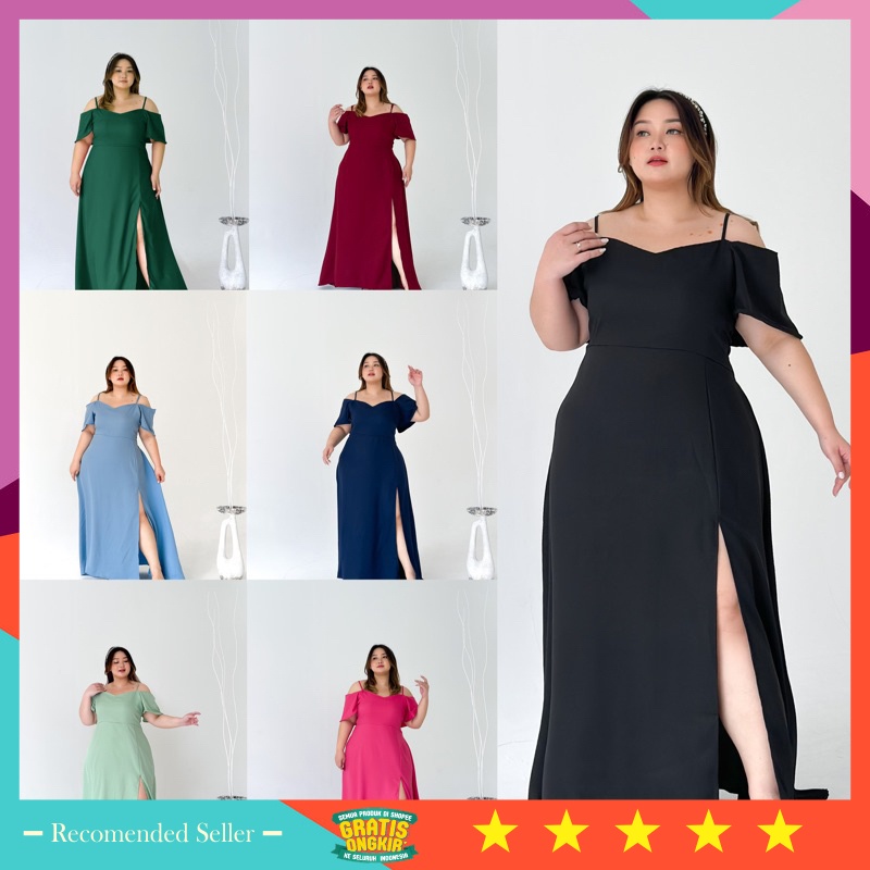 Dress Natal Murah Kekinian Korean Style Lebaran Bahan Tebal Bagus / ROXANNE Bigsize Long Dress | Dre