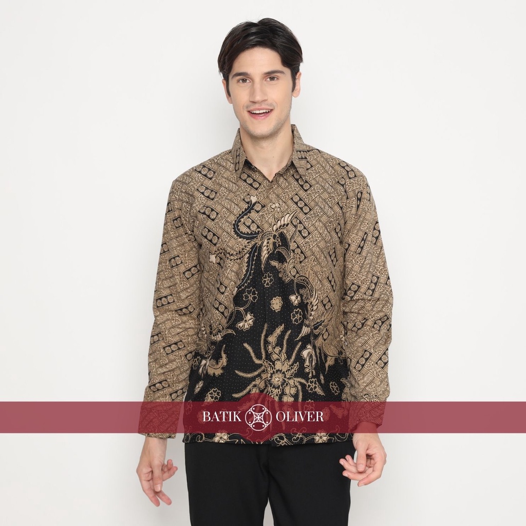 BATIK OLIVER Kemeja Batik Pria Slim Fit Premium Lengan Panjang Motif BISMA Exclusive Modern