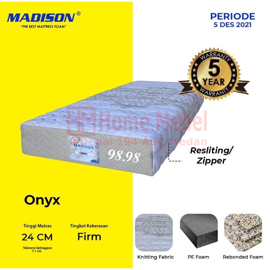 PROMO TERMURAH MADISON Kasur Busa Garansi 5 Tahun - Tilam Busa 90x200cm - Kasur Busa 3 kaki ONYX - M
