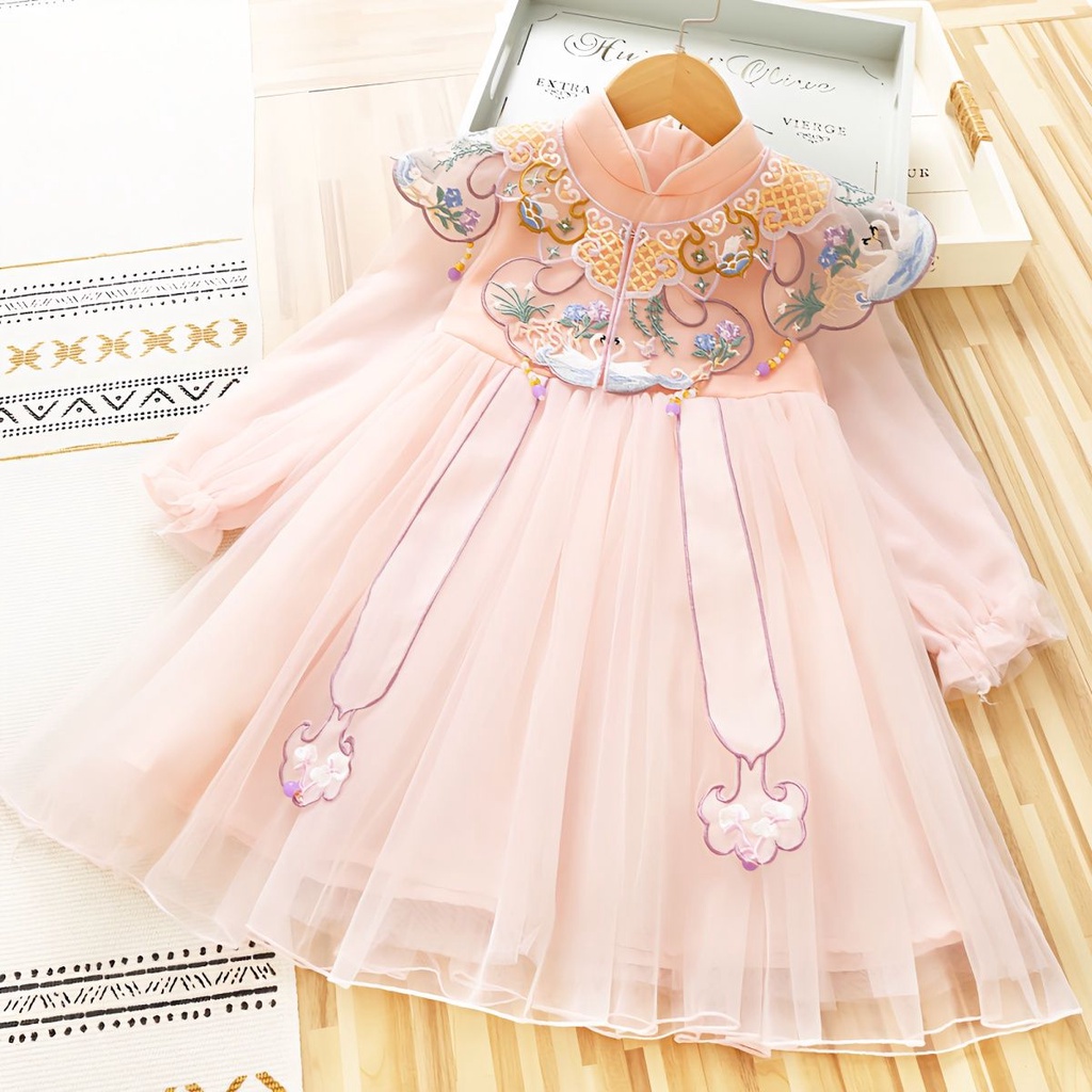 Girl's cheongsam dress, Chinese style Hanfu dress