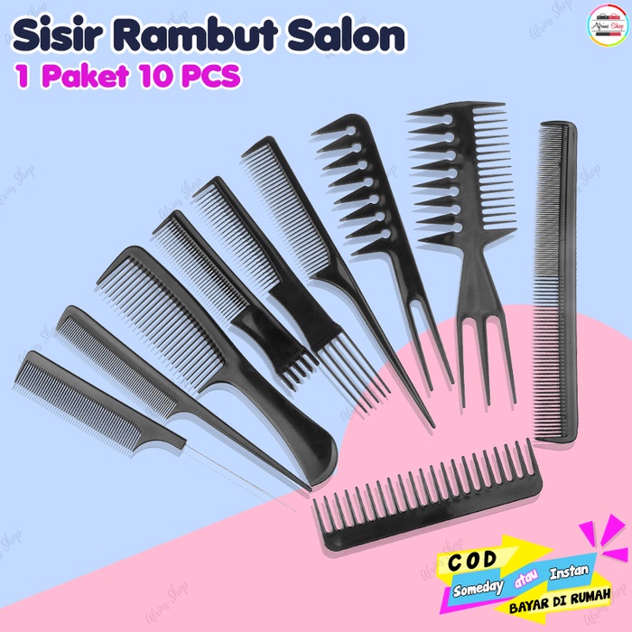 Marynt Sisir Rambut 10 Set / Alat Cukur Rambut / Barber Shop / Paket Sisir