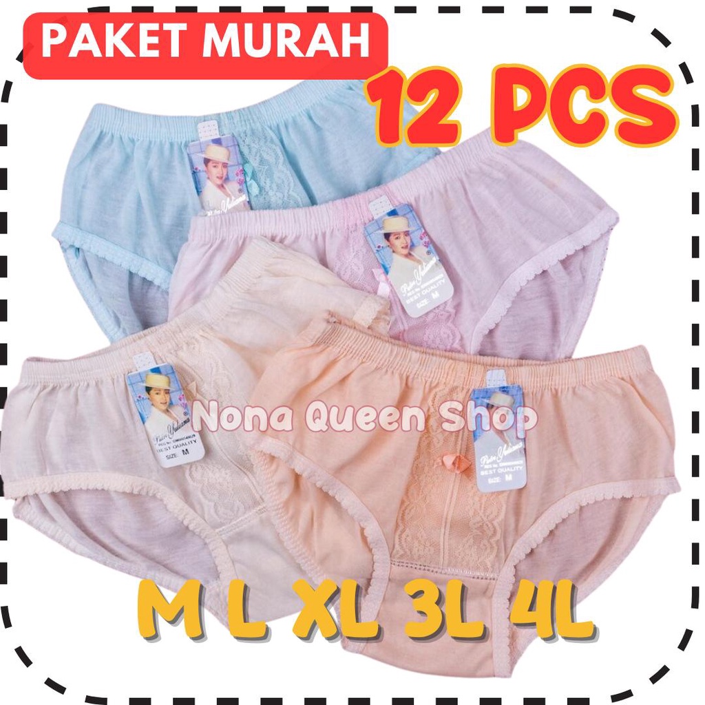 1 Lusin 12 Pcs CD Yulia Celana Dalam Wanita Remaja Dewasa Murah Grosir