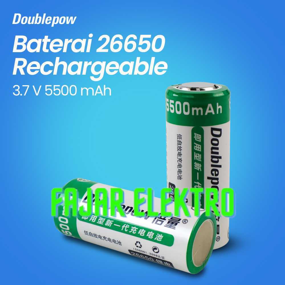 Doublepow Baterai 26650 Rechargeable 3.7 V 5500 mAh 1 PCS