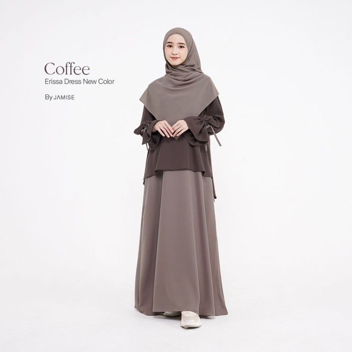 Erissa Dress New Colour | Gamis 2 in 1 by Jamise Syari - Coffee, XXL