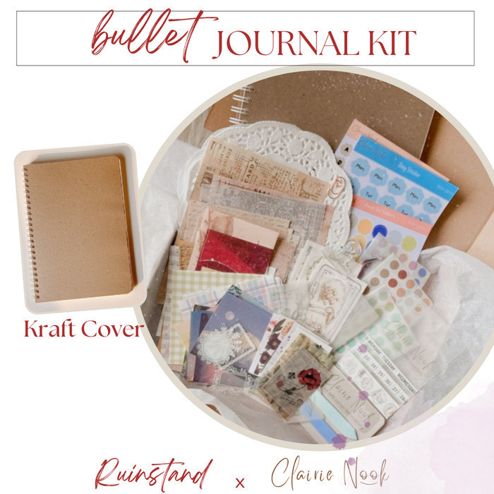 

Bullet Journal Kit Healing - Jurnal Kit - Scrapbook Kit Clairie Nook - Cover Kraft, Blank Page