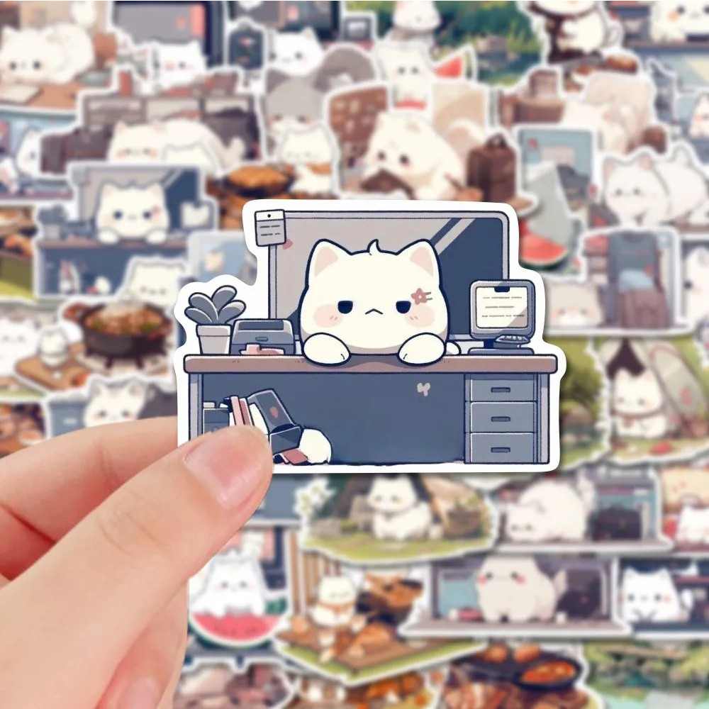 

10/30/54pcs Kawaii Animal Cats Stickers Aesthetic Decoration Decals Waterproof DIY Phone Laptop Waterproof Cute Sticker for Kids