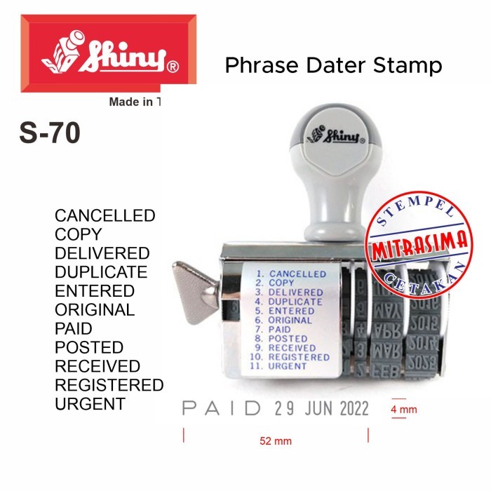 

Stempel Shiny S-70 phrase dater aneka tulisan S70 Tipe S 70