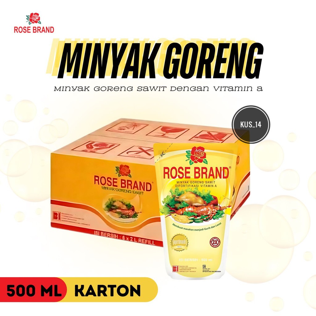 

Minyak Goreng Rosebrand 500ml 1Dus (24pcs) | Paket Bundling Minyak Sawit