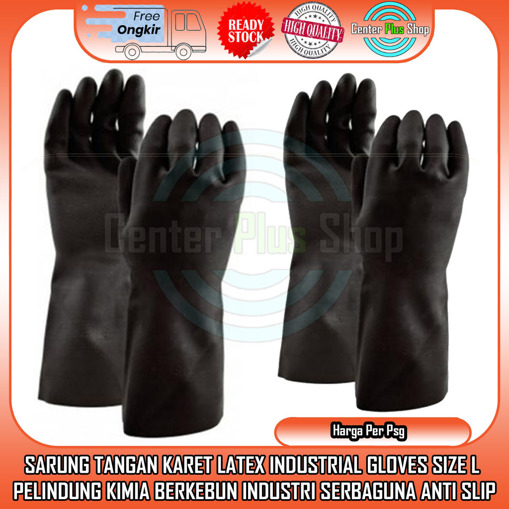 Kenmaster Rush Sarung Tangan Karet Hitam Latex Lateks Glove All Size Gloves Hand Industrial Cuci Pir