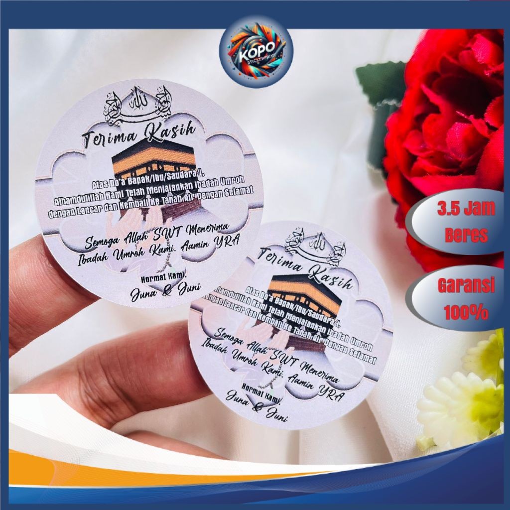 

KOPO 2-4 Cetak Print Stiker Bulat Haji Umroh Sticker Label Custom Gift Hajj Murah Free Desain