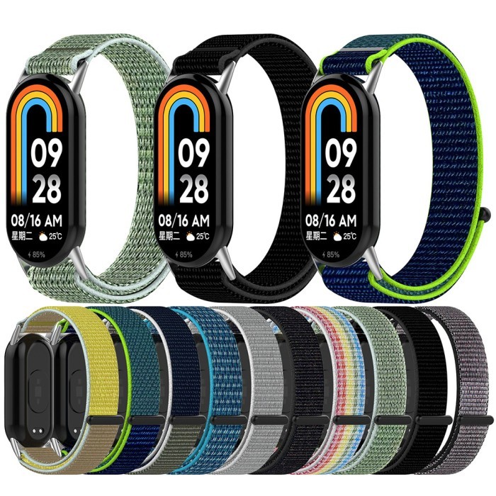 Nilon Strap for Mi Band 9 8 (Tali Jam Tangan Loop Nylon untuk Xiaomi (Mi Band 9) MiBand 9 8 Band9 Ba