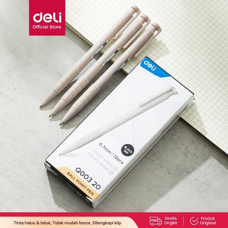 

Deli Pulpen 0.5mm Hitam Biru Pulpen tekan EQ00320