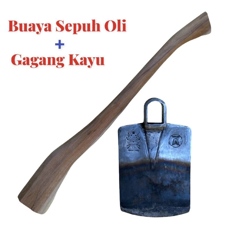 Cangkul Cap Barong Sepuh Oli Anti Mleot dan Gagang Kayu - Pacul Ganco Bahan Baja Tebal Sepuhan Anti 
