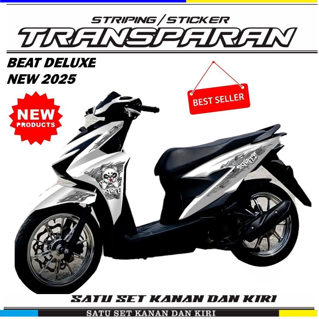 STRIPING STICKER TRANSPARAN UV HONDA BEAT DELUXE 2025 NEW PRODUCTS POLET SIMPLE V7 STIKER STRIPING