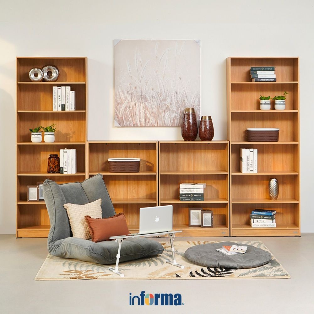 Informa Pablo Rak Buku 6 Tingkat - Cokelat Oak Bookshelf Books Storage Cabinet Kabinet Tempat Buku D