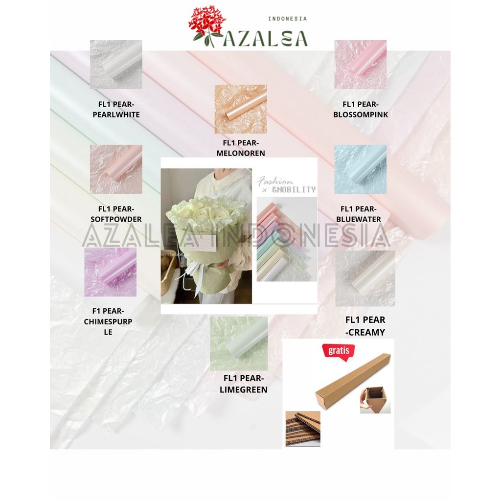 

AZALEA - (5 LEMBAR) - FL1 PEARLESCENT Kertas Bunga Buket Waterproof Color / Kertas Buket Bunga Florist Cellophane
