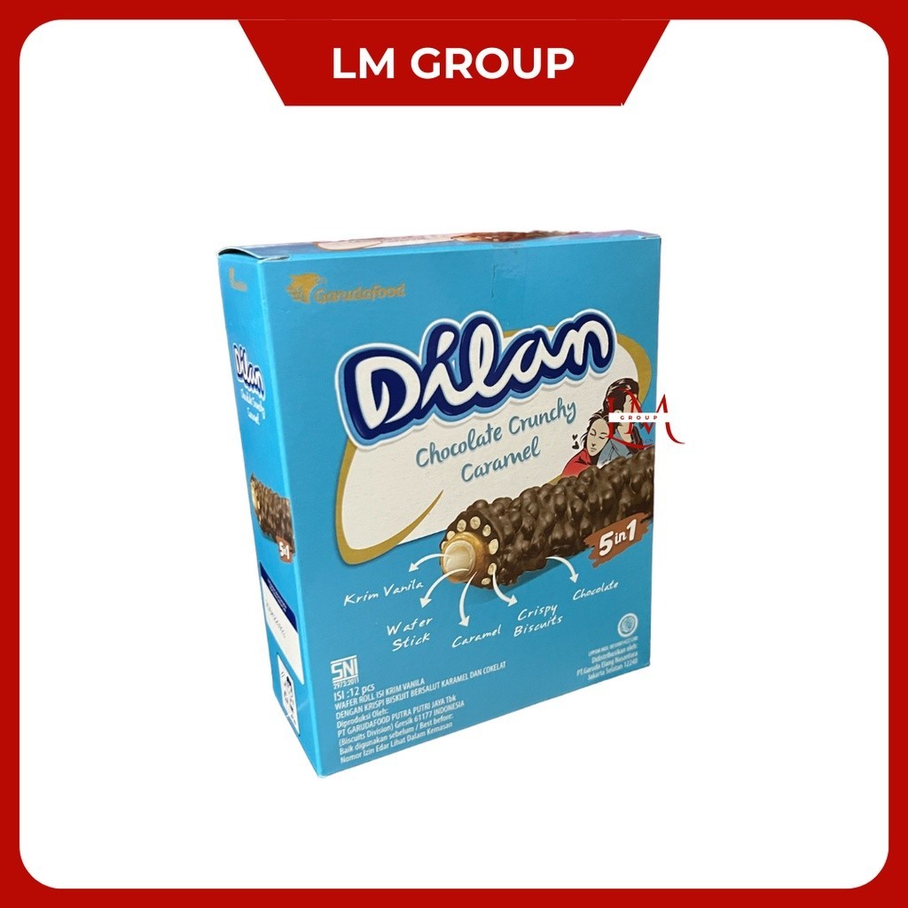 

Dilan Chocolate Crunchy Caramel Wafer Rolls 1 Pack Isi 12 Pcs