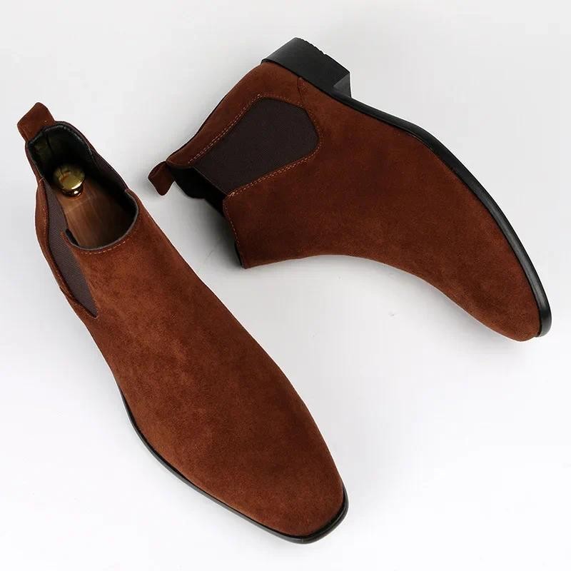 

Men's Chelsea Boots Versatile Fashionable Short Boots Small Square Head Pvc Upper Material Stylish Male Footwear
