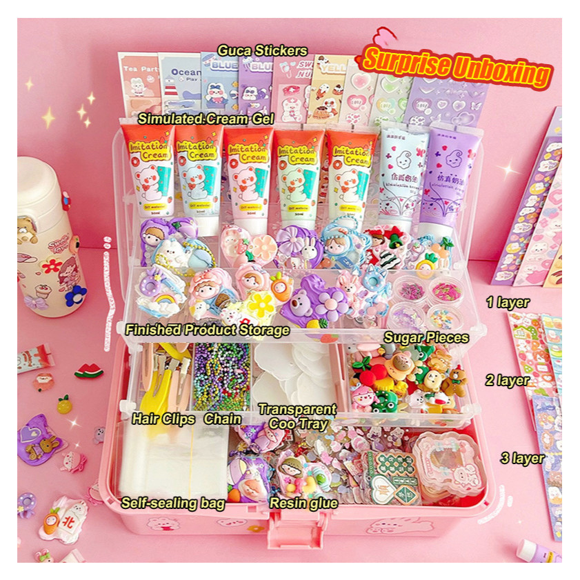 

885pcs DIY Gantungan Kunci Akrilik Set DIY Keychain Set Kartu Stiker Luca Kotak Guka Cream Gum