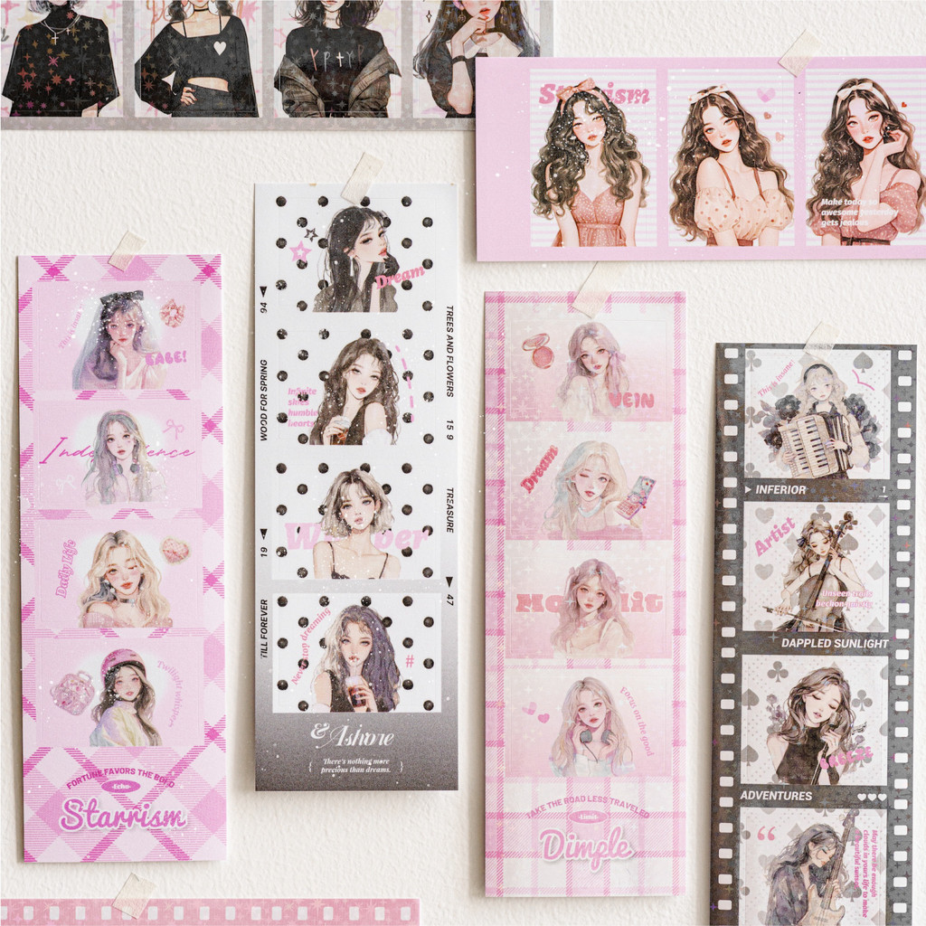 

Mr. Paper, hand drawn girl themed stickers, scrapbook,notebook,phone case,diary decorative stationery stickers, 20 sheets/bag