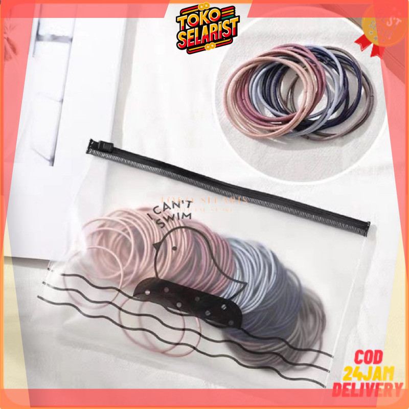 COD 100PCS IKAT KARET RAMBUT ELASTIS WARNA POLOS GAYA KOREA UNTUK WANITA Makassar