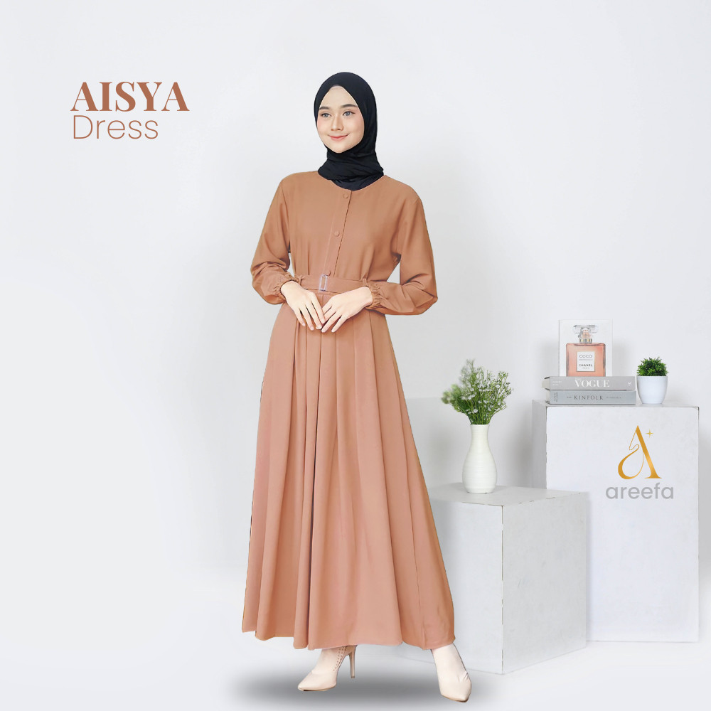 [HOT NEW] Areefa - Baju Muslim Gamis Abaya Polos Wanita Remaja Lebaran Katun Rayon Twill Premium Ter