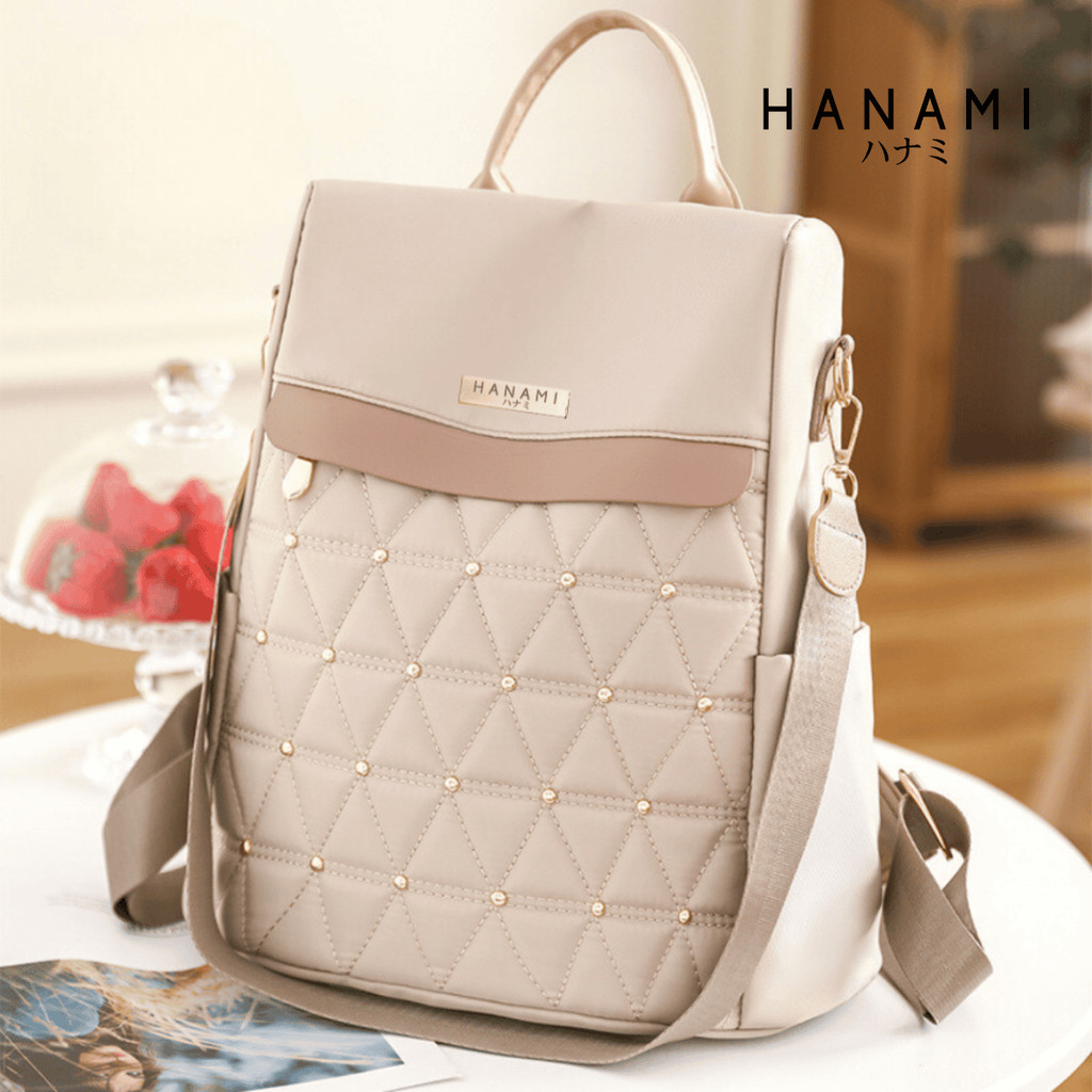 HANAMI Tas Ransel Wanita Hanami Backpack Korea Cewek Remaja Kekinian Simple Casual Punggung Anti Air