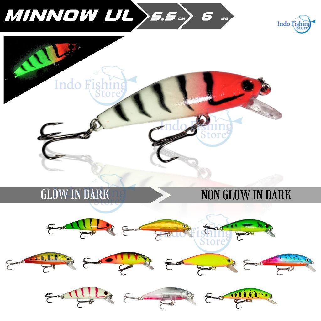 Umpan Pancing Minnow UL Ultralight 5,5cm 6gr GID/NonGID Lure Mancing Casting Sinking