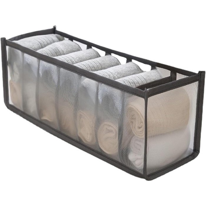 Tempat Penyimpanan Pakaian Bra Kaos Kaki Celana Dalam Underwear Plastik Belanja Sabun Aksessoris Organizer CD BH Kotak Wadah Penyimpanan 6 7 11 Sekat Storage Box Multifungsi