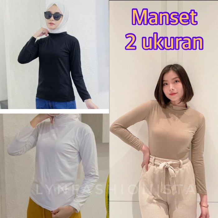 NEW -KAOS MANSET KERAH/DALAMAN MANSET WANITA MUSLIMAH SPANDEK TEBAL - JUMBO, Putih