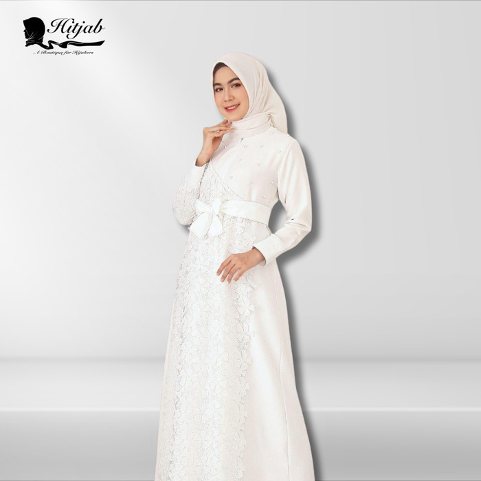 NEW -Gamis Putih Gamis Brukat Brokat Gamis Polos 8361