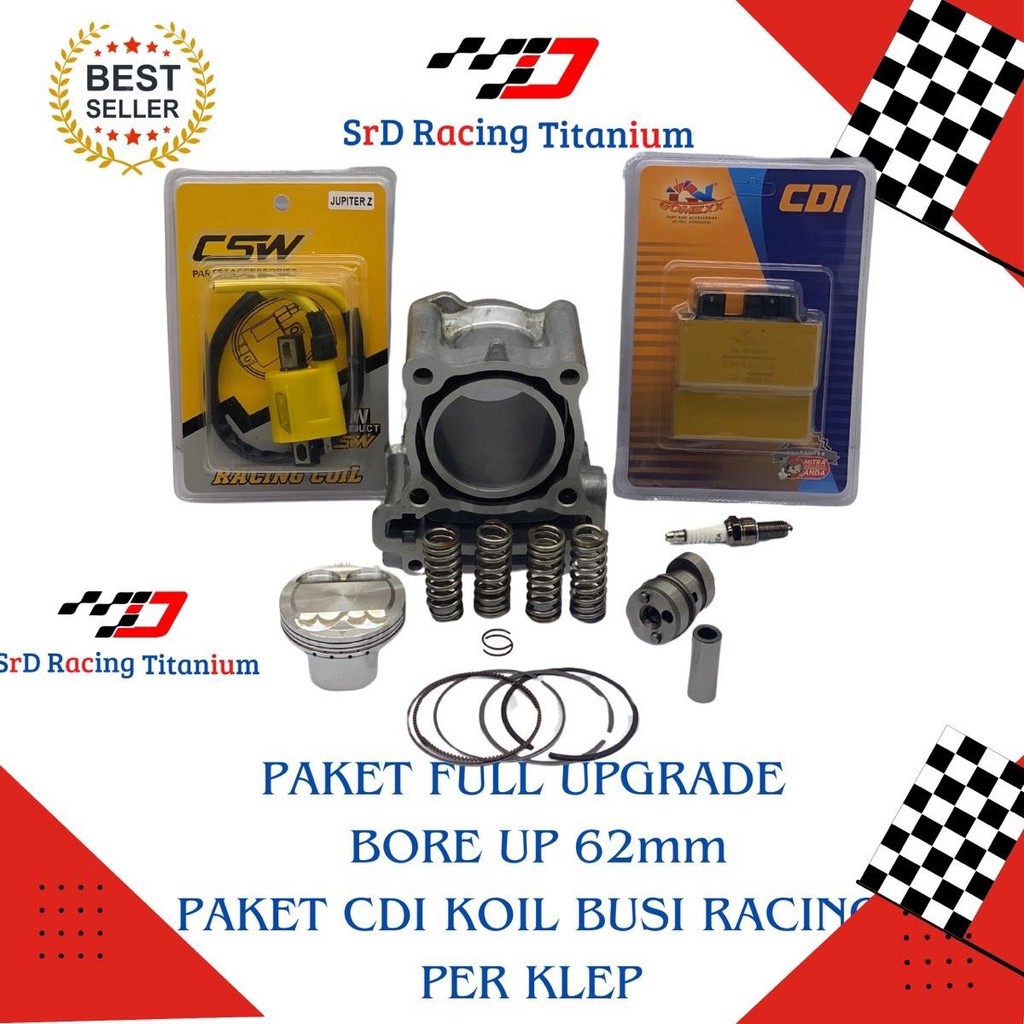 PAKET FULL UPGRADE JUPITER MX MX NEW MXKING VIXION OLD VIXION NEW BLOK SEHER BORE UP 62MM CDI KOIL B