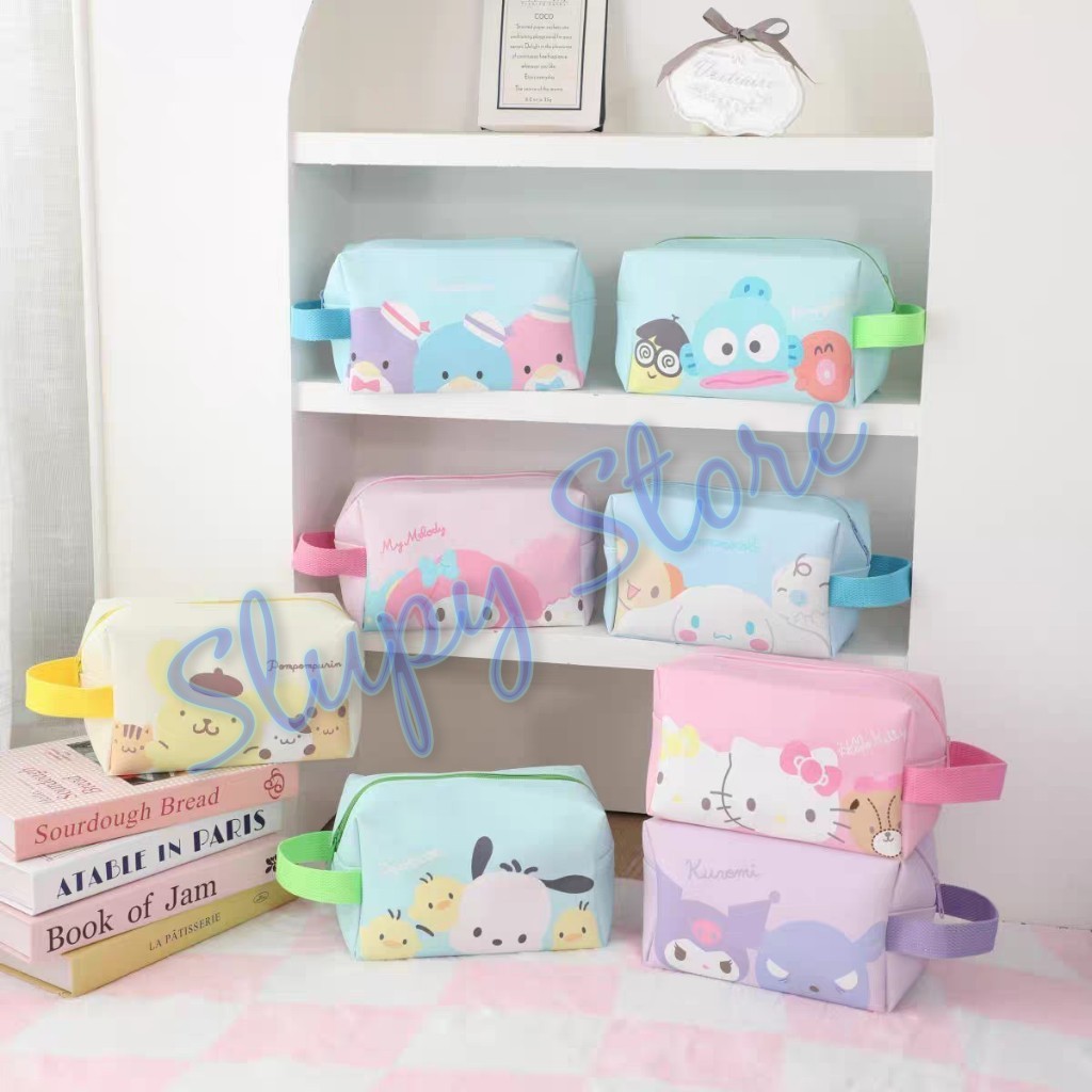 

SLP Pouch Tempat Pensil Tenteng Serbaguna My Melody Kuromi Cinnamoroll Pochacco Badtz Maru Pompompurin