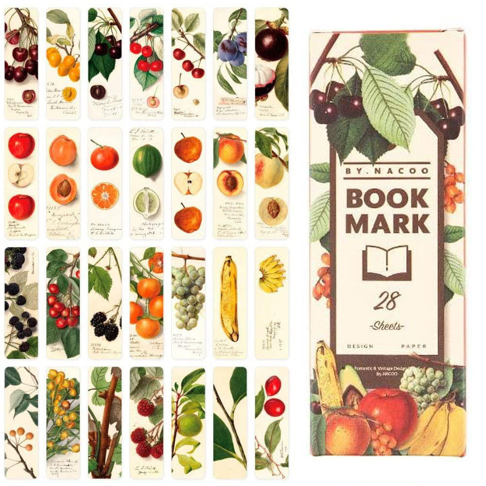 

28Pcs/Set Starry Sky/Fruit/Tree And Bird Bookmarks Cute Creative Page Markers Page Clip For Student Office Stationery Supplies