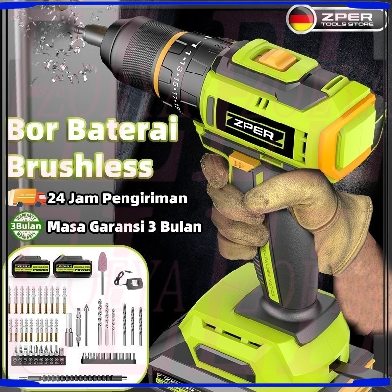 Promo. Mesin Bor Cordless Motor Tanpa Arang Bor Cordless Multifungsi Brushless - Stock Terbatas ZPER