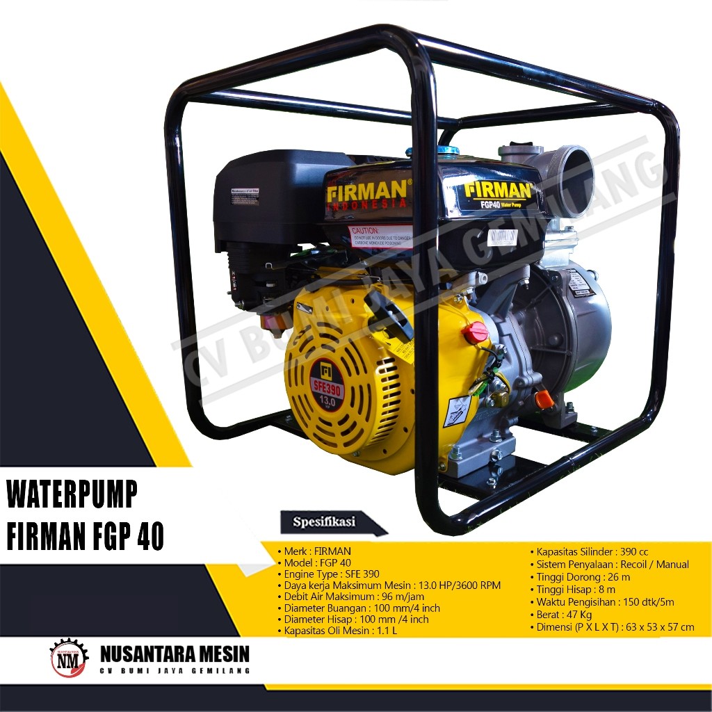 MESIN POMPA AIR SAWAH / WATERPUMP FIRMAN FGP 40 4 INCH 4 TAK