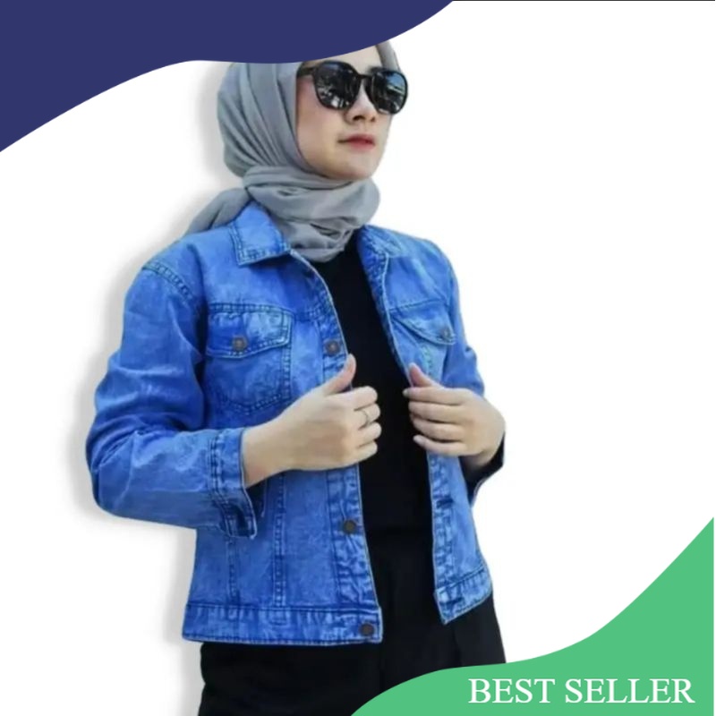 ( OVERSIZE ) JAKET JEANS WANITA HITAM SNOW // JAKET JEANS WANITA BIRU SNOW // JAKET JEANS WANITA JUM