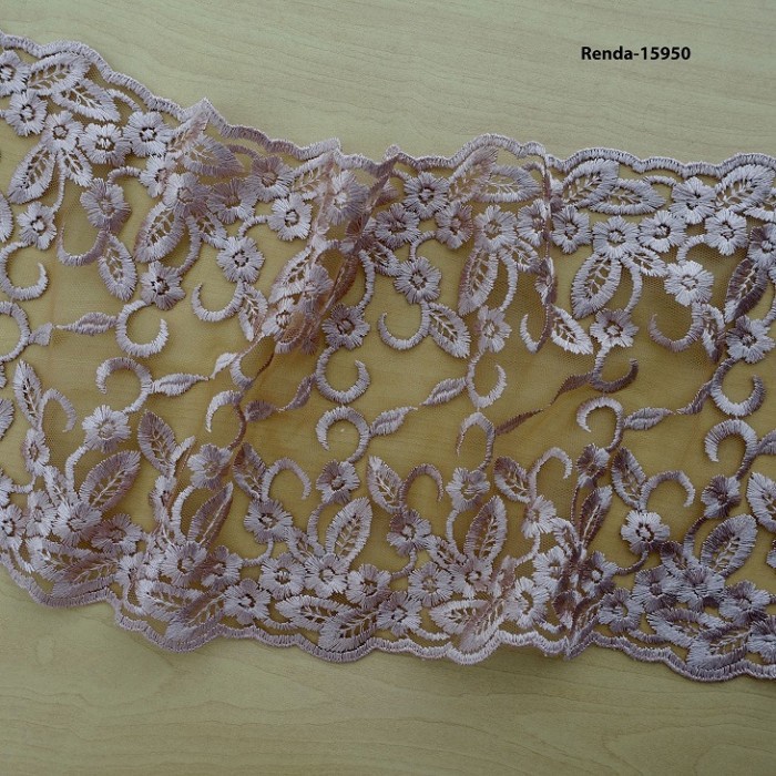 Kain Renda / Kain Renda Bordir Tile Bunga Besar NR2-15950 (per yard) - Milo