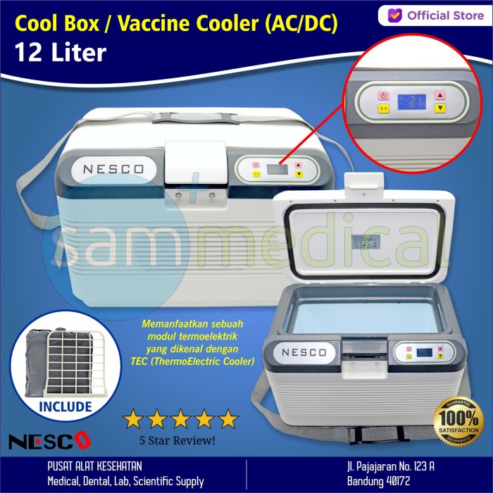 Nesco Cool Box - Vaccine Cooler - Box Vaksin 12 Liter ACDC