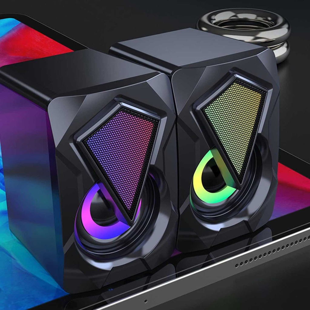 Lovskoo Speaker Desktop Subwoofer Stereo Wired 6W USB RGB Light - X2