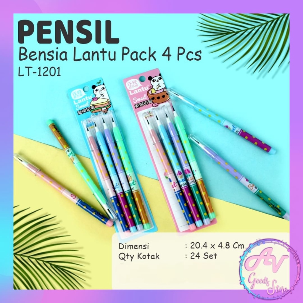 

PENSIL BENSIA LANTU SET ISI 4PCS LT1201 / 1PAK PENSIL SAMBUNG SUSUN KARAKTER FANCY SET