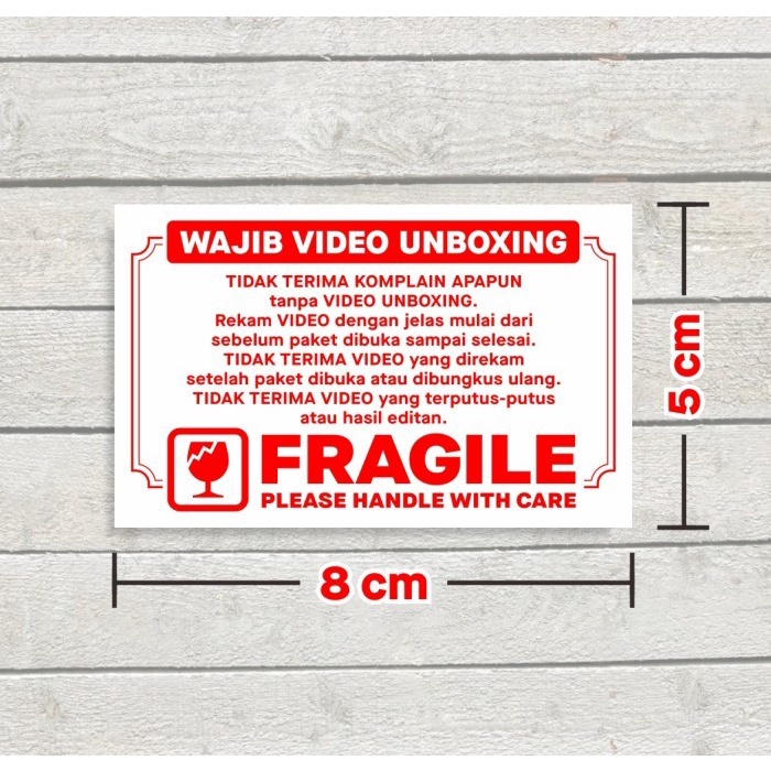 

Stiker Label FRAGILE Sticker Wajib Video Unboxing 8 x 5 cm isi 500 pcs