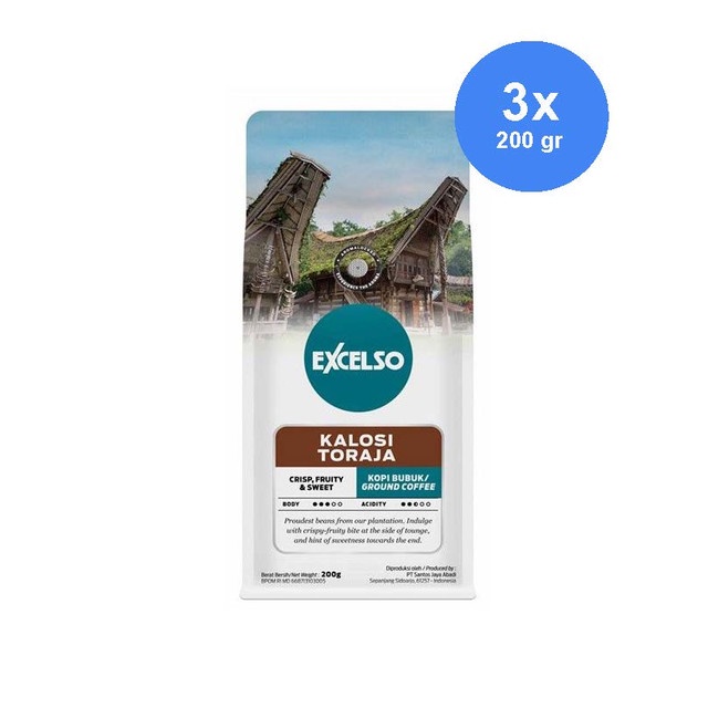 

Excelso Kalosi Toraja Bubuk Kopi 200 gr x 3