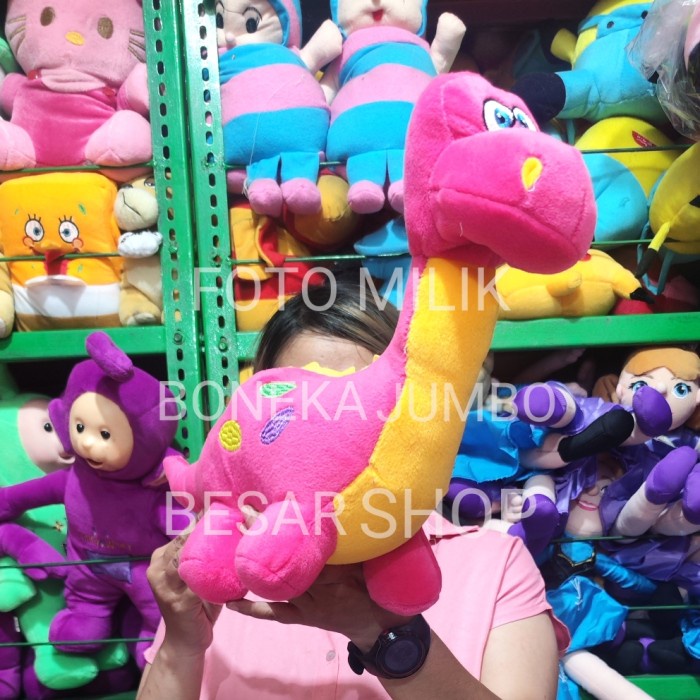 BONEKA DINOSAURUS DINO TREX TYREX BRONTOSAURUS NAGA DRAGON PINK KUNING