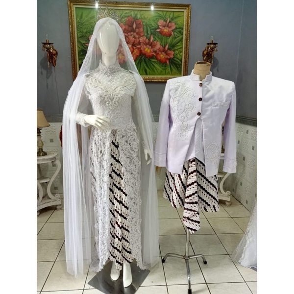 kebaya akad nikah baju pengantin akad nikah putih kebaya pengantin syar'i sepasang